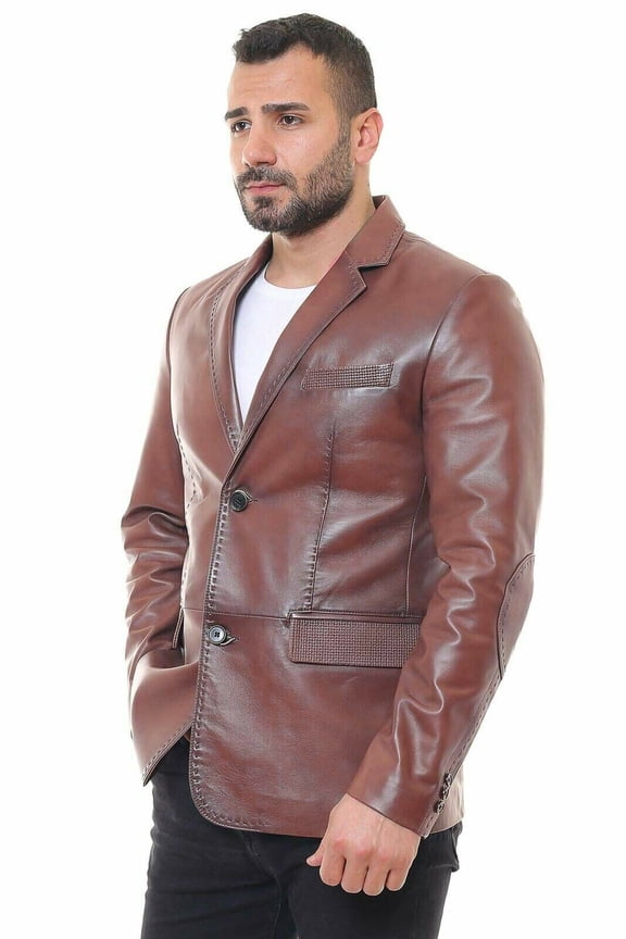 Men's Leather Blazer Jacket
