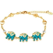 Barzel 18k Gold Plated Triple Elephant Bracelet