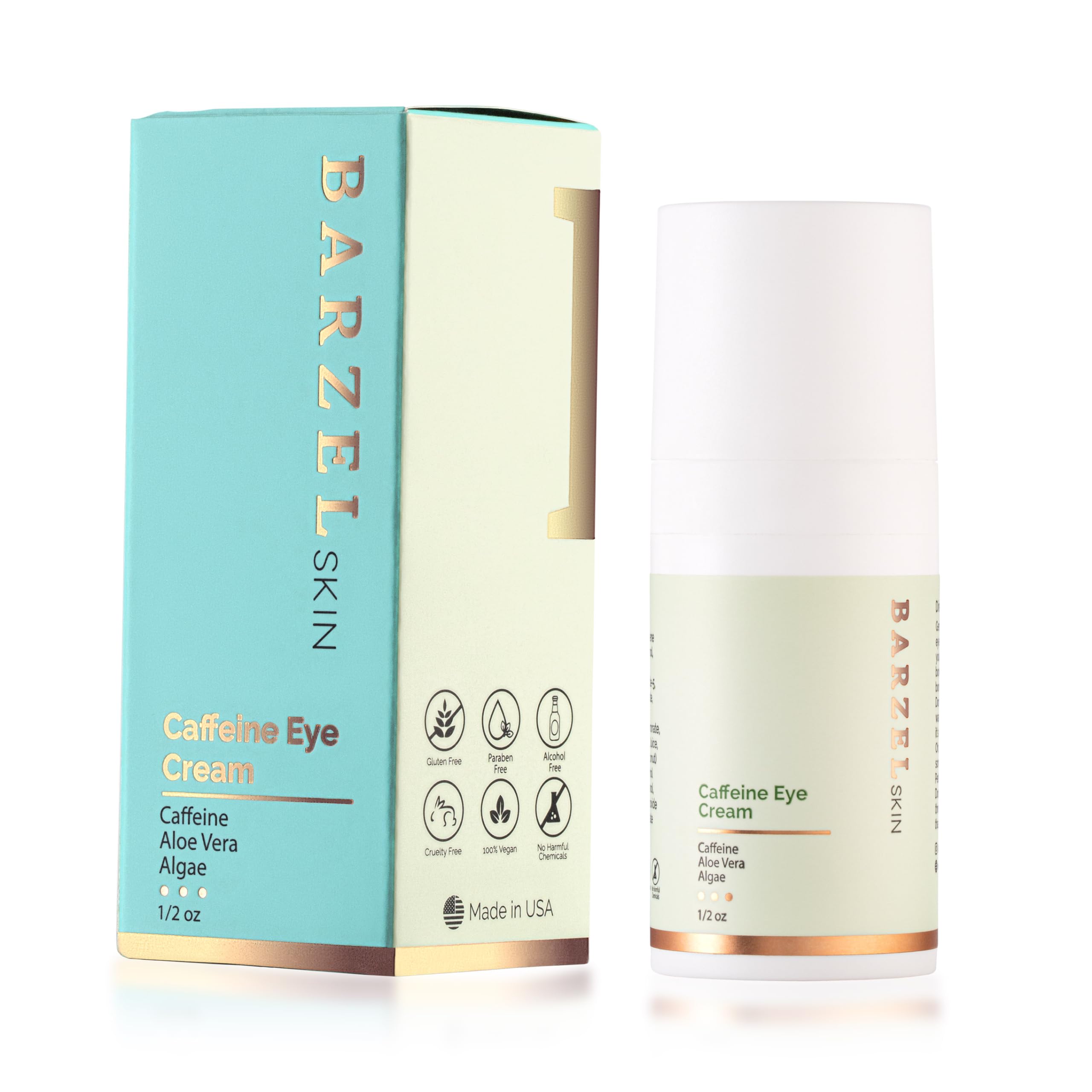 Barzel Caffeine Eye Cream for Dark Circles and Puffy Eyes Anti Aging