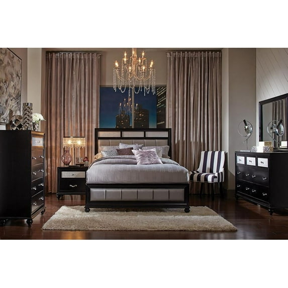 Barzini Bedroom Set with Upholstered Headboard Black