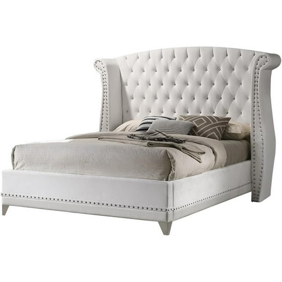 Barzini Upholstered California King Wingback Bed White