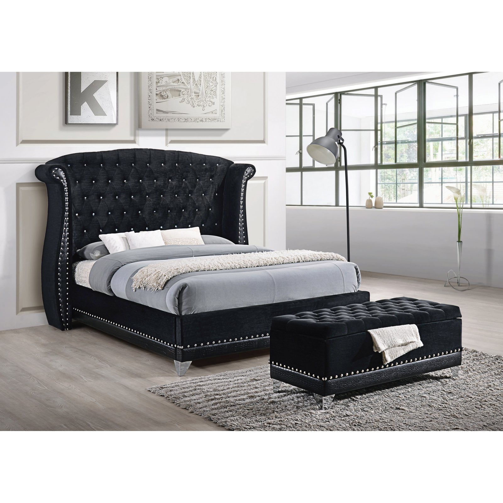 Barzini Eastern King Size Tufted Upholstered Bed Frame with Headboard ...