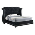 thumbnail image 1 of Barzini Upholstered Eastern King Wingback Bed Black, 1 of 4