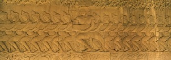 Bas relief in a temple Angkor Wat Angkor Cambodia Canvas Art - Panoramic Images (36 x 13)