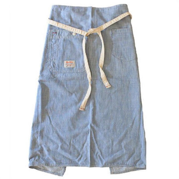 BasShu 83004 Chambray Pinstripe Bistro Apron, Blue