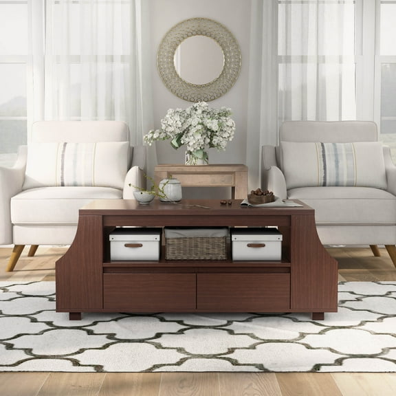 Basa Multi-Storage Wood Coffee Table, Walnut