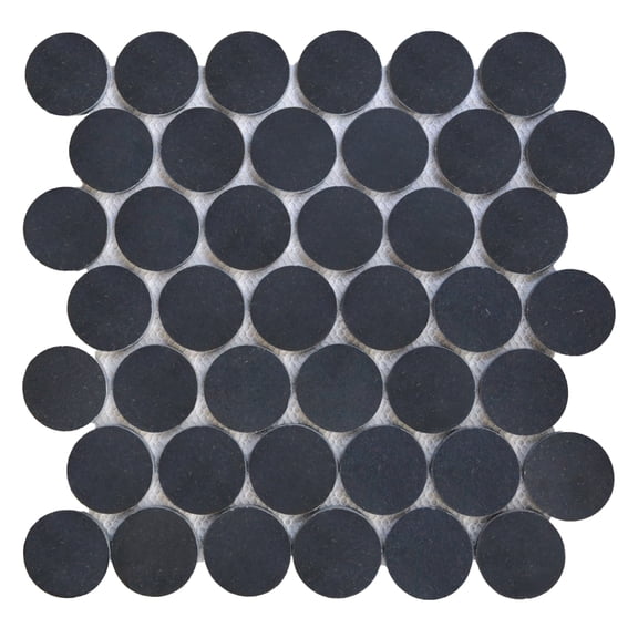 Basalt 2" Round Natural Stone Mosaic Wall And Floor Tile - 10 Sheets
