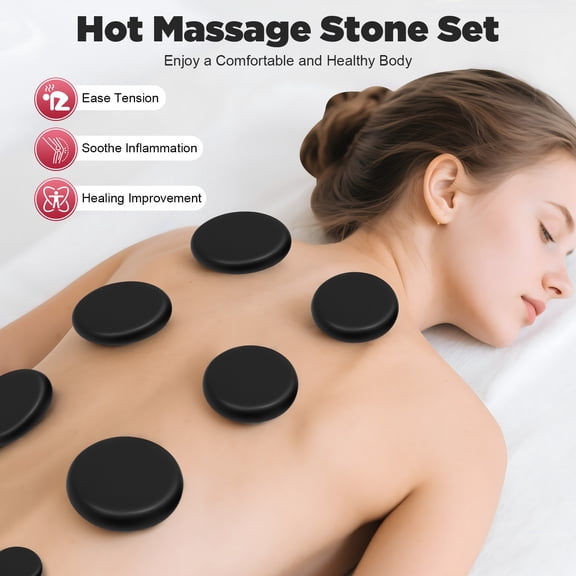 Basalt Volcanic Hot Cold Massage Stone Kit With 220W Heating Box 60-70C Constant Temperature