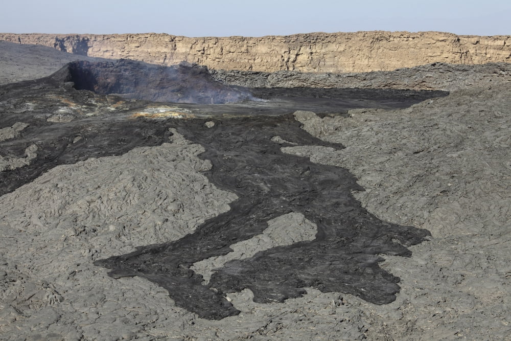 Basaltic lava flow from pit crater Erta Ale volcano Danakil Depression Ethiopia Canvas Art - Richard RoscoeStocktrek Images (35 x 23)