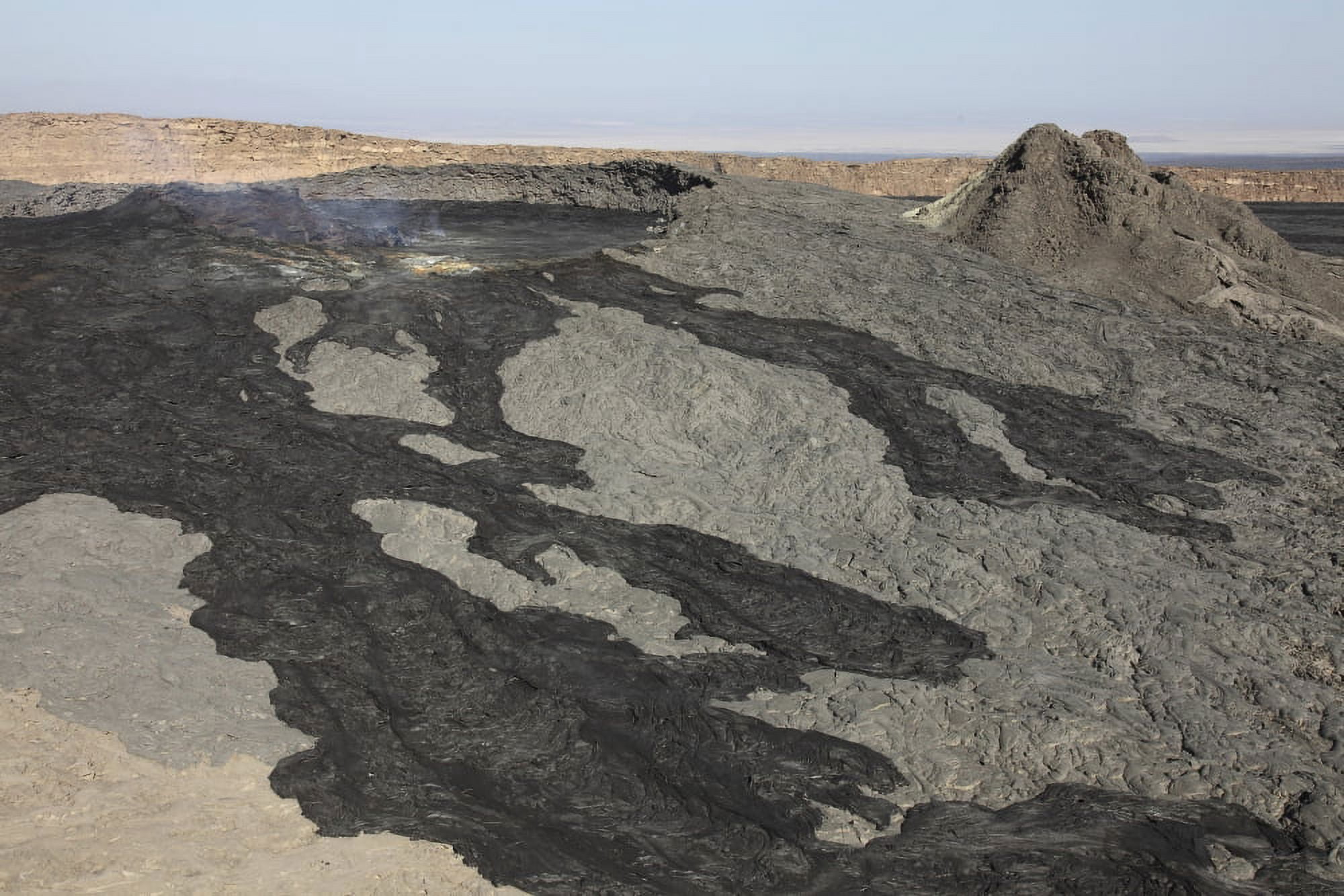Basaltic lava flow from pit crater Erta Ale volcano caldera Danakil Depression Ethiopia Canvas Art - Richard RoscoeStocktrek Images (35 x 23)