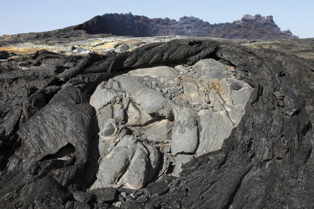 Basaltic lava flows from lava lake in pit crater Erta Ale volcano Danakil Depression Ethiopia Canvas Art - Richard RoscoeStocktrek Images (18 x 12)