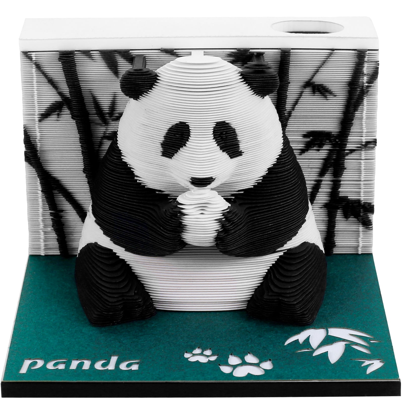 Bascet 2024 3D Panda Desk Calendar, TearAway Memo Pad, Paper Carving