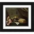 thumbnail image 1 of Baschenis, Evaristo 24x20 Black Ornate Wood Framed with Double Matting Museum Art Print Titled - Lutes and Violin on a Table, 1 of 4