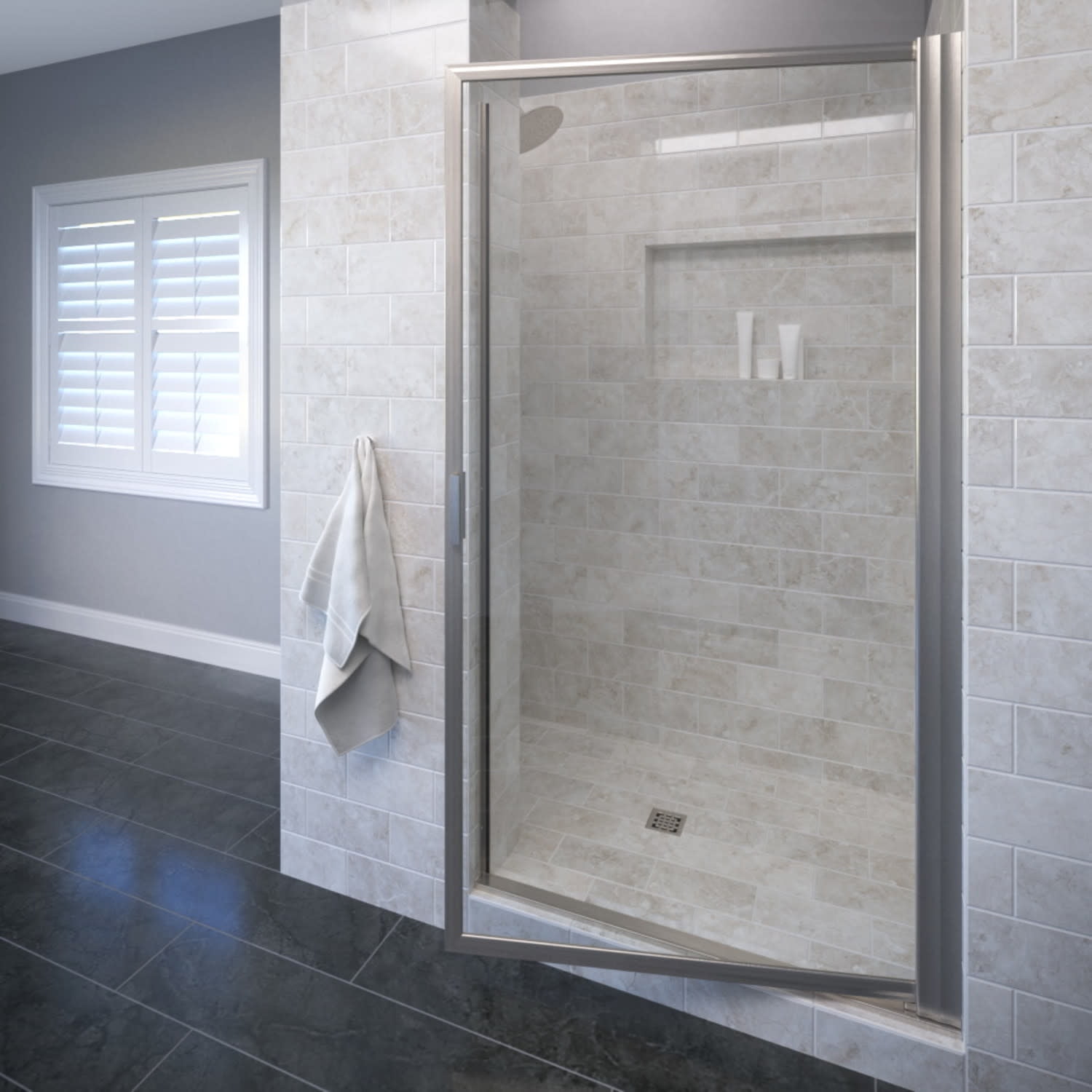 Sopora 32.88" x 63.5" Brushed Nickel Framed Pivot Shower Door