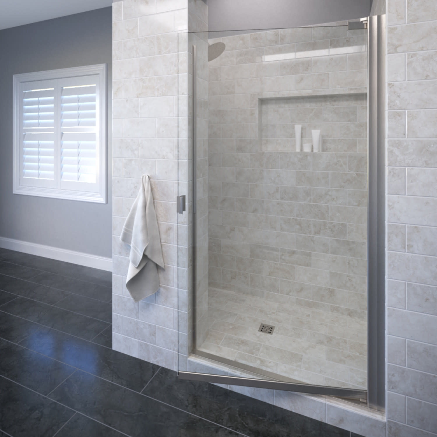 Armon 28" x 66" Brushed Nickel Semi-Frameless Pivot Shower Door