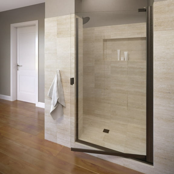 Basco A0063-2Cl Armon 66" High X 28-1/8" Wide Hinged Semi Frameless Shower Door - Bronze