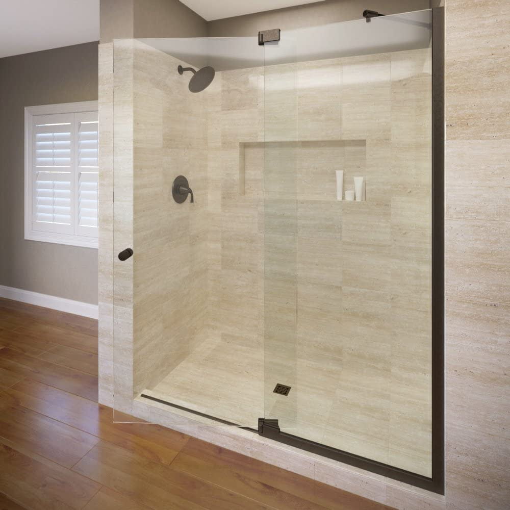 Oil Rubbed Bronze Frameless Pivot Shower Door with Clear Glass