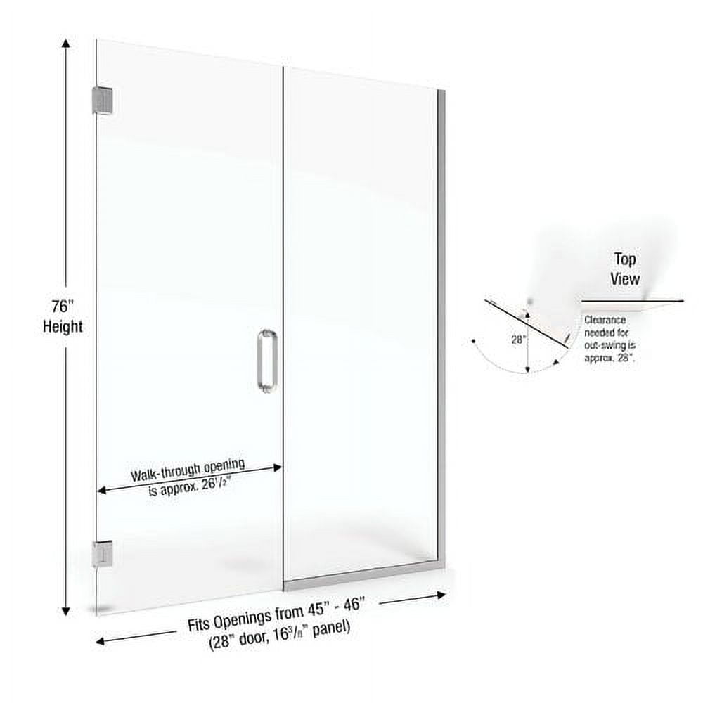Celesta 46" x 76" Frameless Clear Glass Chrome Shower Door