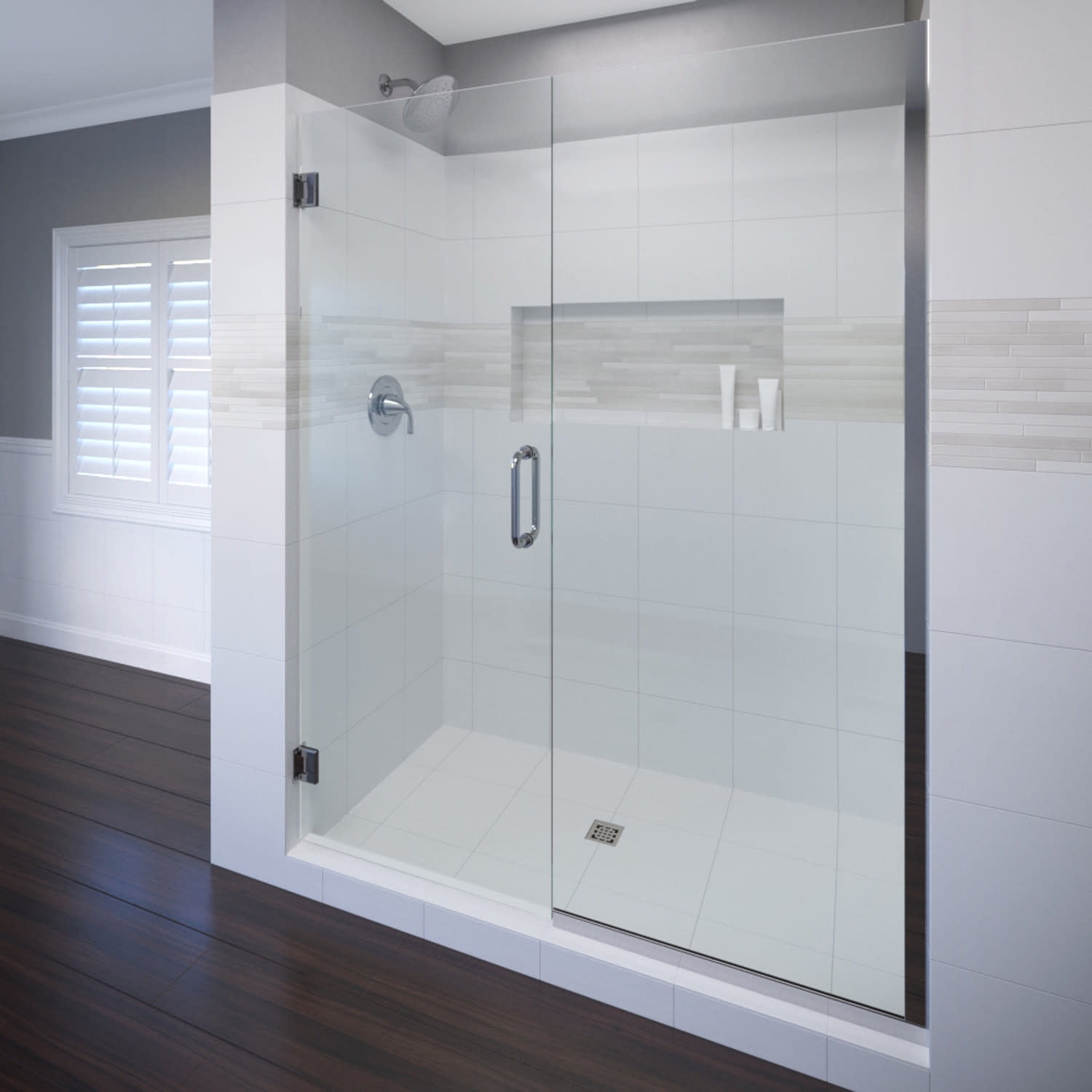 Celesta 72" x 59" Frameless Chrome Hinged Shower Door