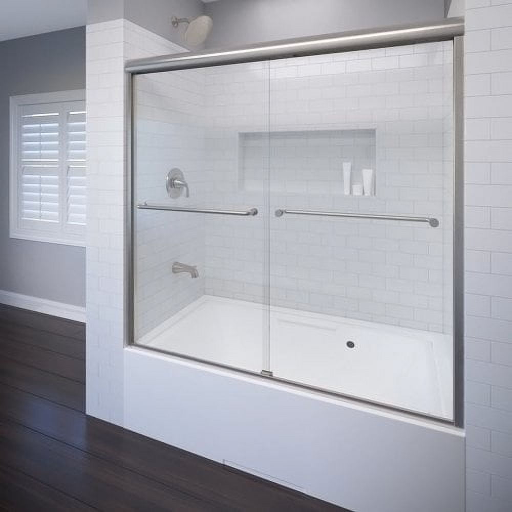 Celesta 60" x 58.25" Brushed Nickel Semi-Frameless Sliding Tub Door