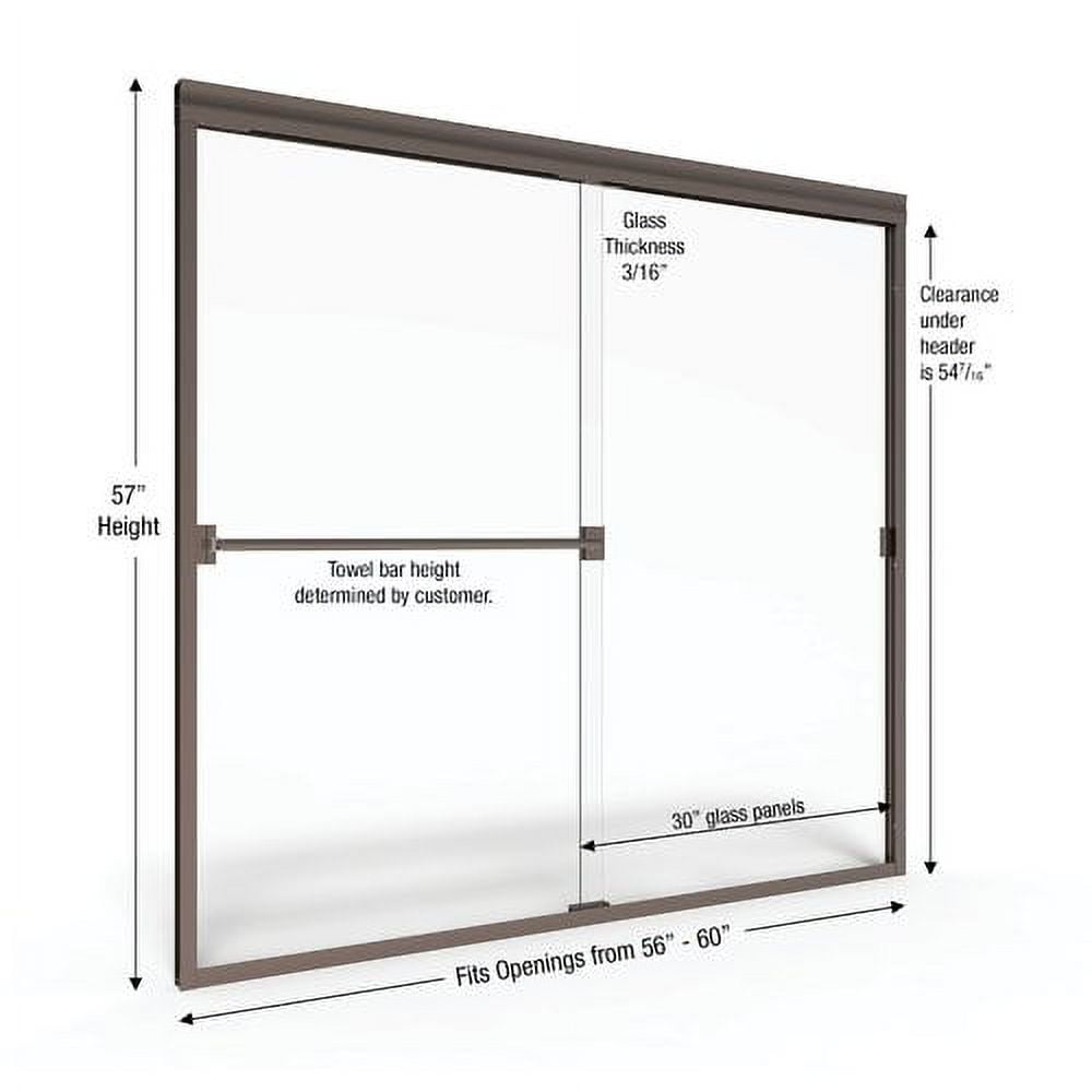 Classic 57" Oil Rubbed Bronze Semi-Frameless Sliding Tub Door