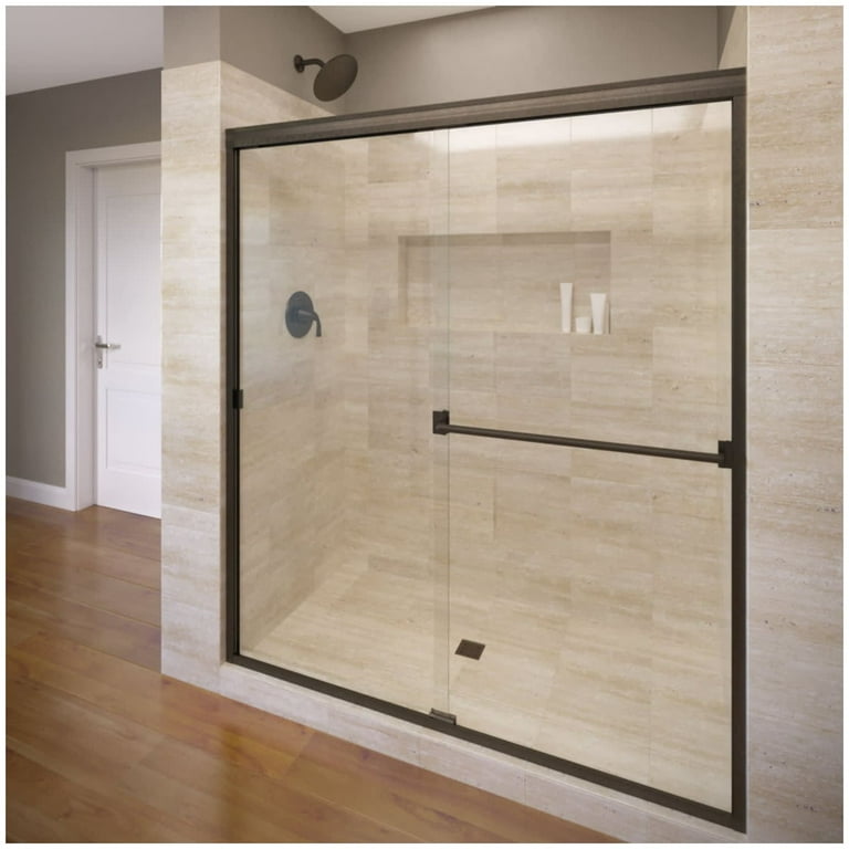 Classic 60 in. x 70 in. Semi-Frameless Sliding Shower Door in Oil Rubbed Bronze with Clear Glass Classic 60 in. x 70 in. Semi-Frameless Sliding Shower Door in Oil Rubbed Bronze with Clear Glass