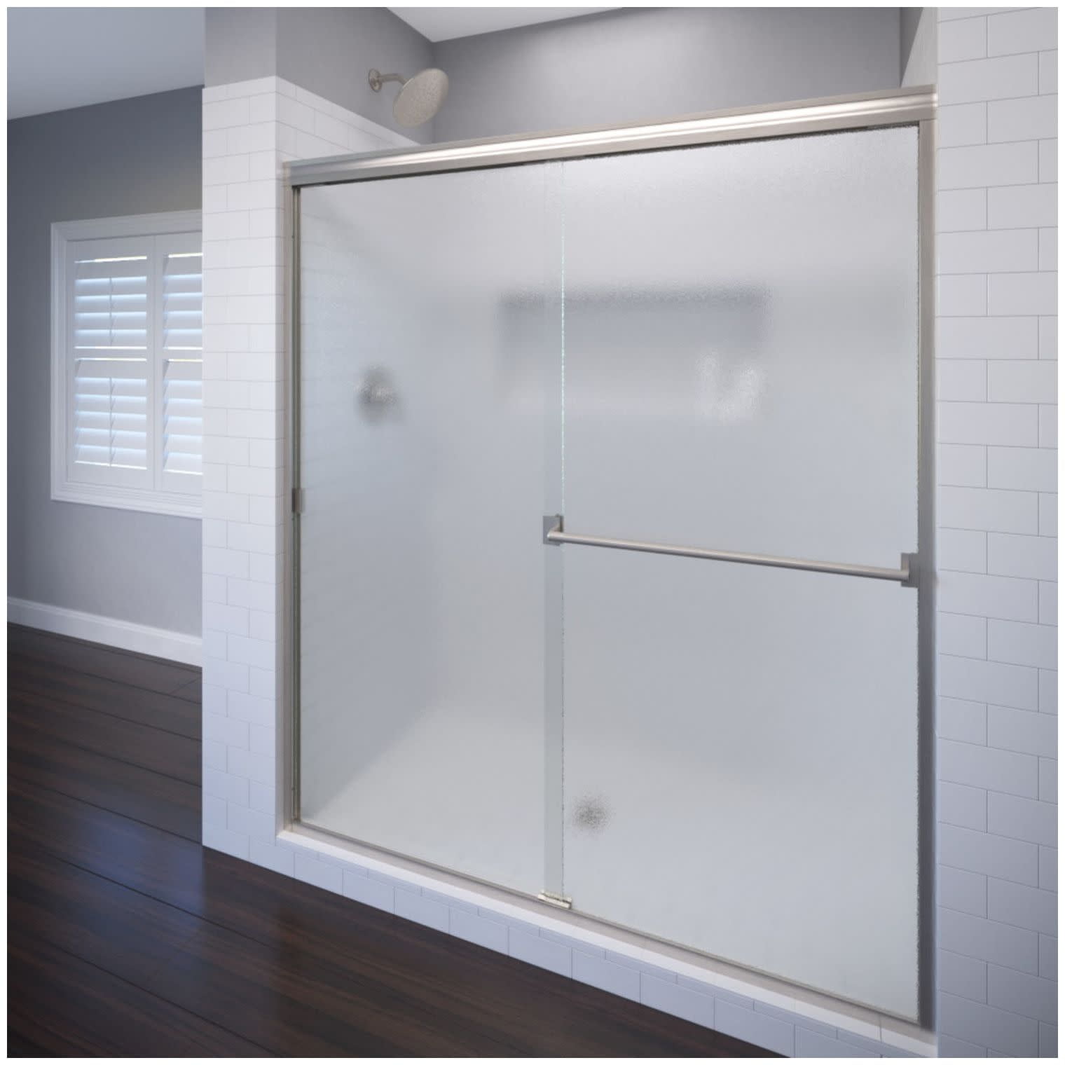 Classic Brushed Nickel 70" x 60" Semi-Frameless Sliding Shower Door