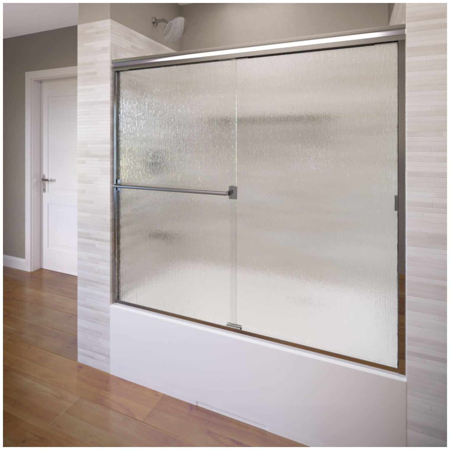 Classic Chrome 57" High x 52" Wide Semi-Frameless Tub Door