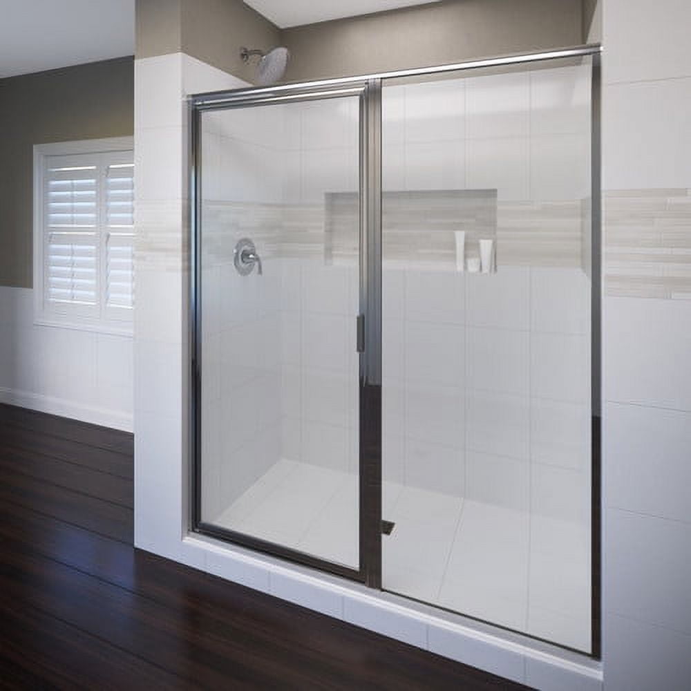 Deluxe Chrome Framed Pivot Shower Door with Clear Glass