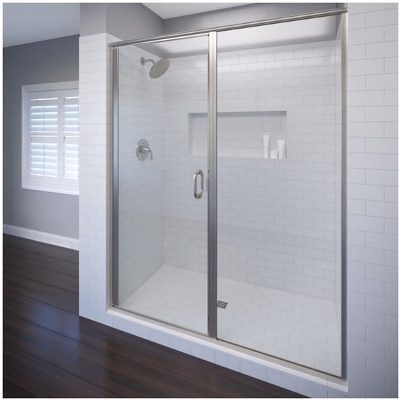 Basco INFH35A4672CLBN Infinity 72-1/8" High X 46" Wide Hinged Framed Shower Door - Nickel