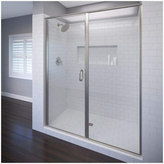 Basco Infh35a5976xp Infinity 76-1/8" High X 59" Wide Hinged Framed Shower Door - Nickel