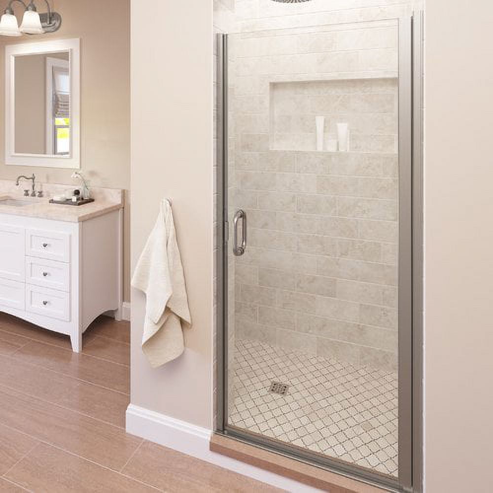 Infinity Brushed Nickel Semi-Frameless Hinged Shower Door