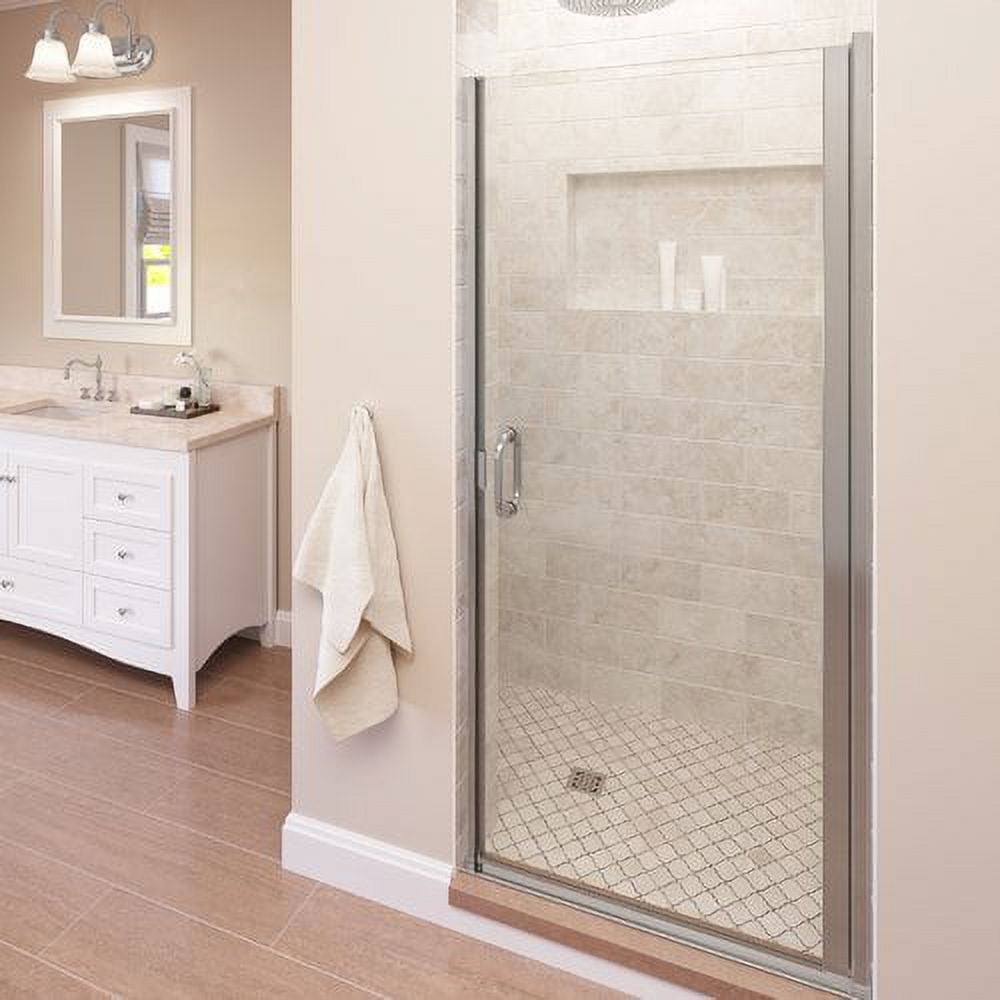Infinity Chrome Semi-Frameless Hinged Shower Door with Clear Glass