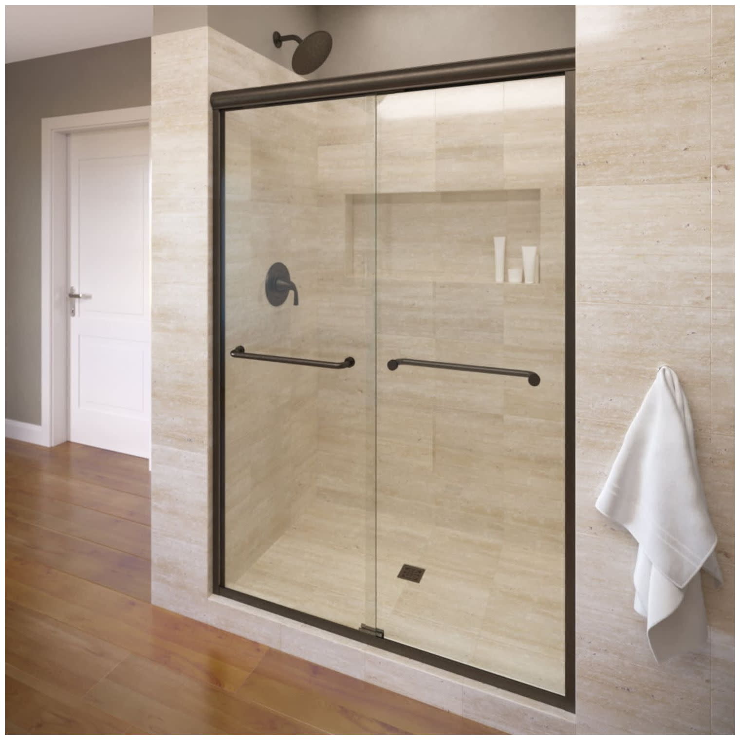Infinity Oil Rubbed Bronze Semi-Frameless Sliding Shower Door