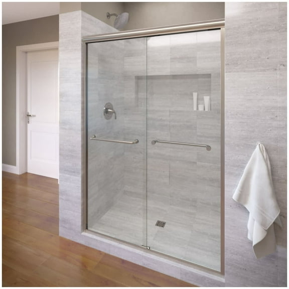 Basco INFH05A5870XPBN Infinity 70" High X 58-1/2" Wide Bypass Semi Frameless Shower Door -