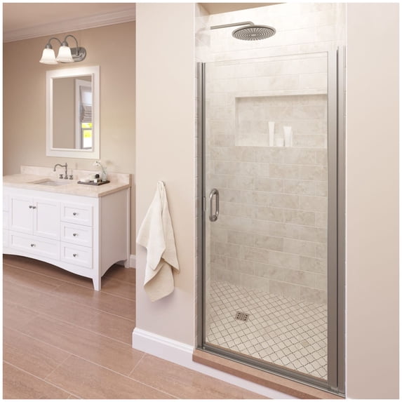 Basco INFN00A2865CLBN Infinity 65-9/16" High X 28" Wide Hinged Framed Shower Door - Nickel