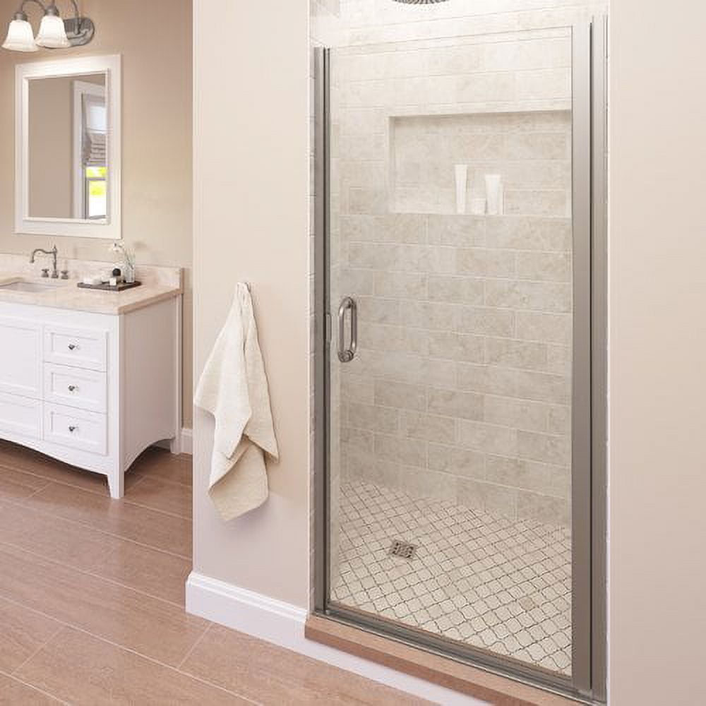 Infinity 28" Brushed Nickel Semi-Frameless Hinged Shower Door with Clear Glass