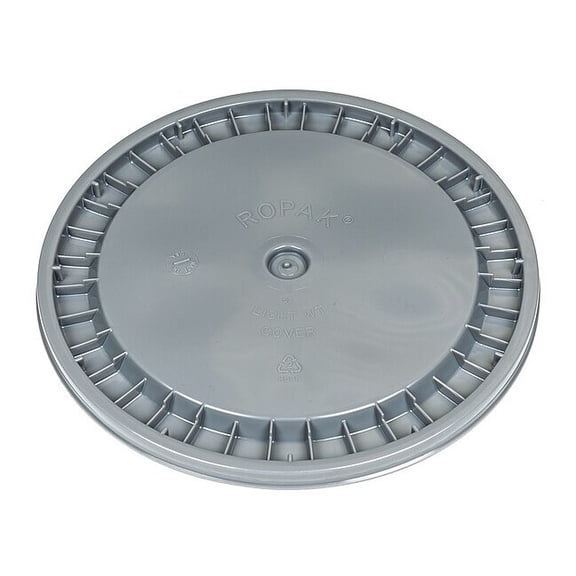 Basco Pail Lid, 12.25 in OD, Plastic, Gray ROP2100CVR-SN-GRAY