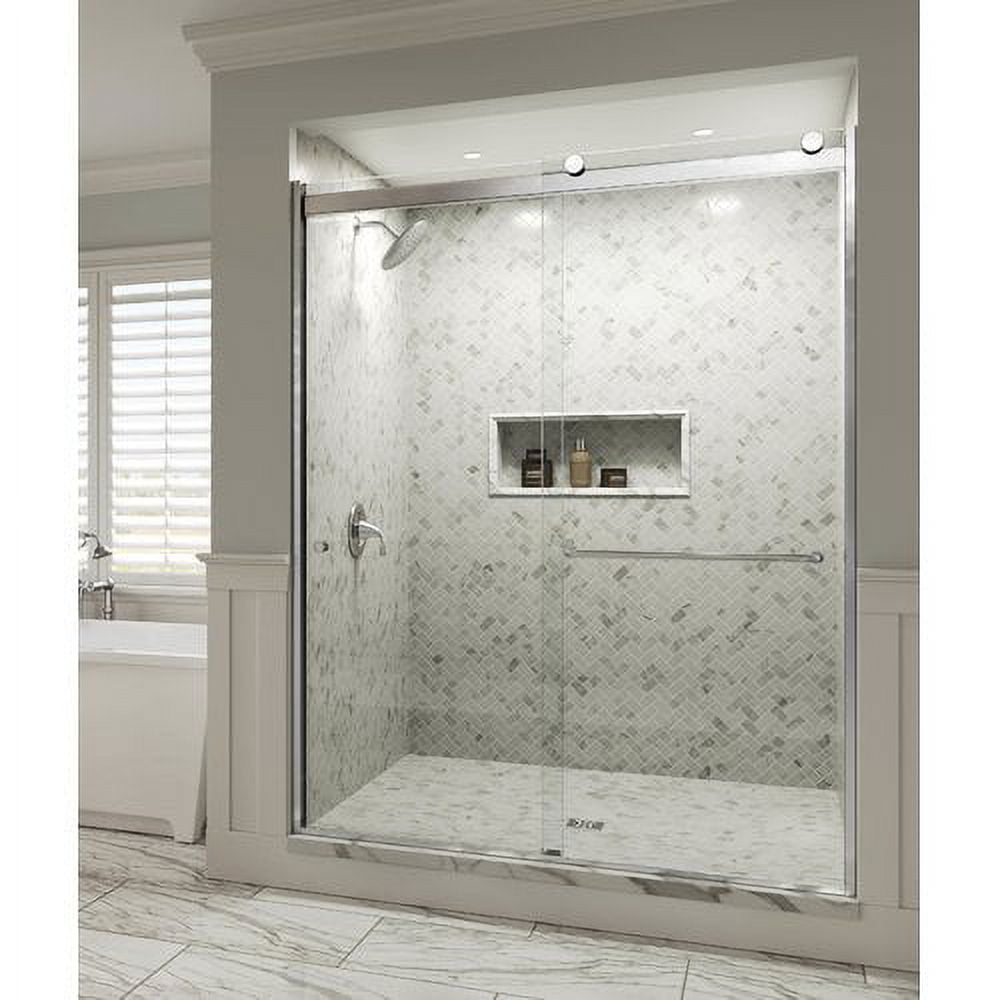Rotolo 60" Brushed Nickel Semi-Frameless Shower Door with Clear Glass