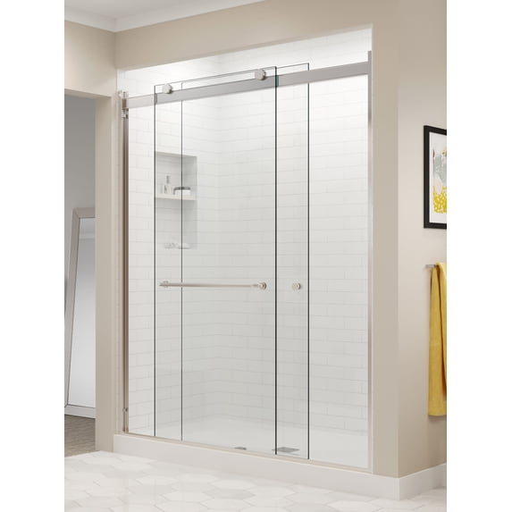 Basco Rotolo 70" High x 60" Wide Bypass Semi-Frameless Shower Door with Clear Glass