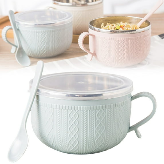 Basdi Bpa-Free Instant Noodle Bowl with Lid - Microwave-Safe, Heat-Resistant, Leakproof Cover - Large Capacity Mug for Coffee, Soups, Stews, Cereal - Perfect Versatile Container for Quick Meals