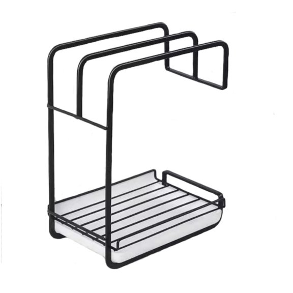 Basdi Dish Drying Rack, Metal Dishcloth Drying Rack - 2024 Kitchen Sponge and Brush Organizer | Stylish Black Finish, Promotes Airflow, Reduces Clutter and Bacteria, Kitchen Drying Rack, Black