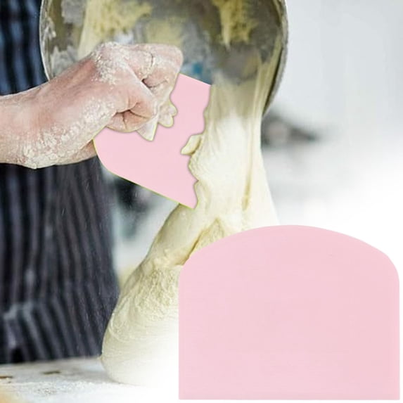 Basdi Flexible Pe Plastic Dough Scraper - Ergonomic, Non-Stick, Comfort Grip - Multifunctional Bowl Scraper & Dough Cutter for Bread, Cake, Fondant - Ideal Baking Tool for Easy Cleanup, Bowl Scraper