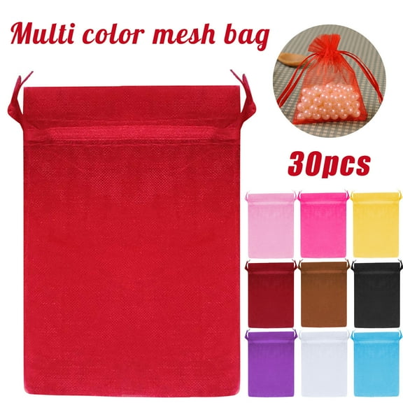 Basdi Gift Bags, 30-Pc Mesh Gift Bags - 7X9Cm Decorative Gauze Bags for Wedding and Christmas | Reusable, Elegant, Perfect for Party Favors and Jewelry Packaging, Wedding Favor Bags, Coffee