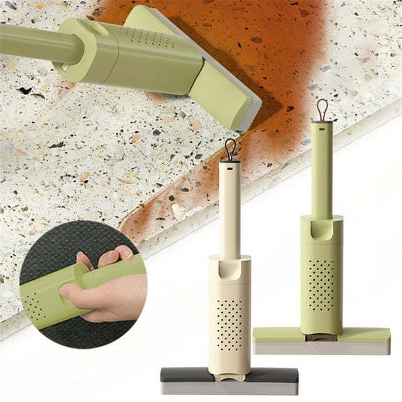 Basdi Handheld Mop, Handheld Sponge Mop - Compact Cleaning Tool for Toilet and Bathroom | Absorbent, Easy Wring, Reaches Tight Spaces for Quick Cleanups, Bathroom Scrubber, Light Green