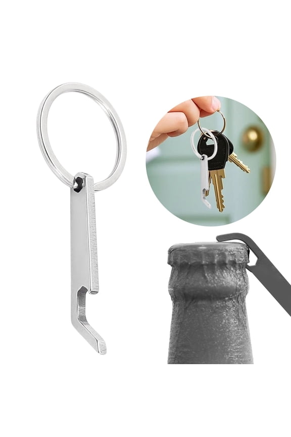 Lightweight Stainless Steel Bottle Opener Keychain - Corkscrew & Beer Opener Tool for Camping & Travel - Compact Key Ring Accessory - Rustproof & Durable, Beer Cap Remover