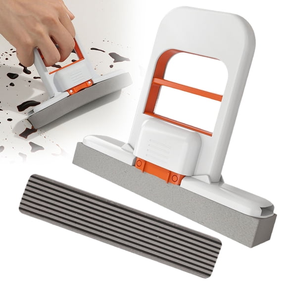 Basdi Mini Mop, Foldable Desktop Mop Set - Portable Sponge Cleaning System with Replacement Heads | Self-Wringing, Reusable, Replaces Rags for Bathroom and Kitchen, Sponge Mop with Heads, C