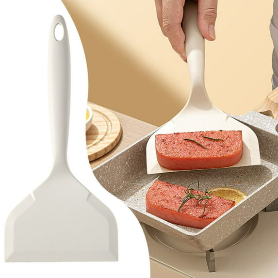 Basdi Non Stick Spatula, Non-Scrape Pancake Turner - Heat-Resistant Utensil for Omelettes, Burgers & Pizza | Gentle on Non-Stick Cookware, Pancake Turner, White