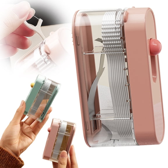 Basdi Portable Travel Floss Pick Dispenser (10 Picks Included) - Compact Pocket-Sized Teeth Cleaning Tool for Home, Outdoor & Travel - Automatic Dispenser, Pocket Toothpick Box, Pink
