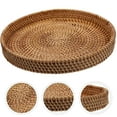 thumbnail image 1 of Basdi Rattan Serving Tray, Handwoven Round Rattan Tray - Decorative Coffee Table Organizer, Multipurpose Bread Serving Basket for Living Room & Ottoman, Woven Bread Basket, G, 1 of 6